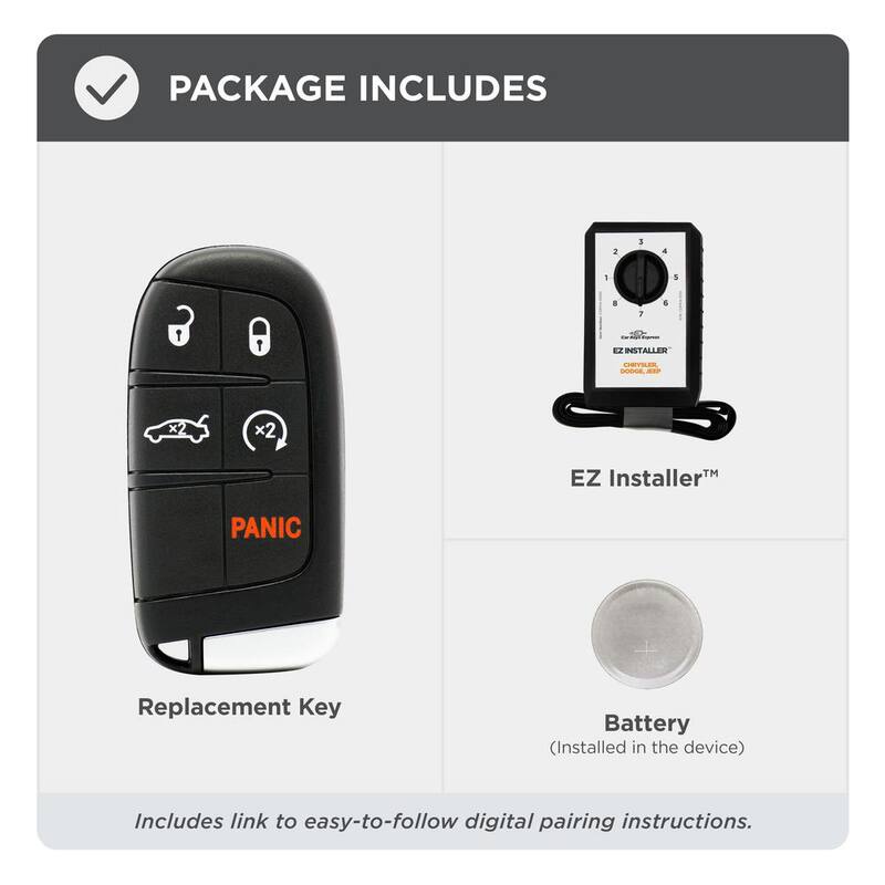 Car Keys Express Chrysler and Dodge Simple Key - 5-Button Smart Key Remote with Remote Start, Lock, Unlock, Trunk, and Panic Functions - CDSK-E5TRZ0SK
