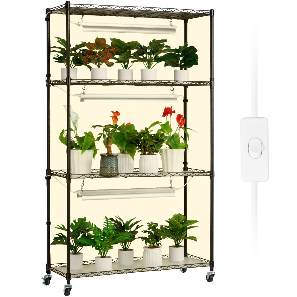 VEVOR Plant Stand with Grow Lights 4 Tiers 72W 59" Tall Plant Grow Shelf - GNZWJ150CM90W4H6VV1