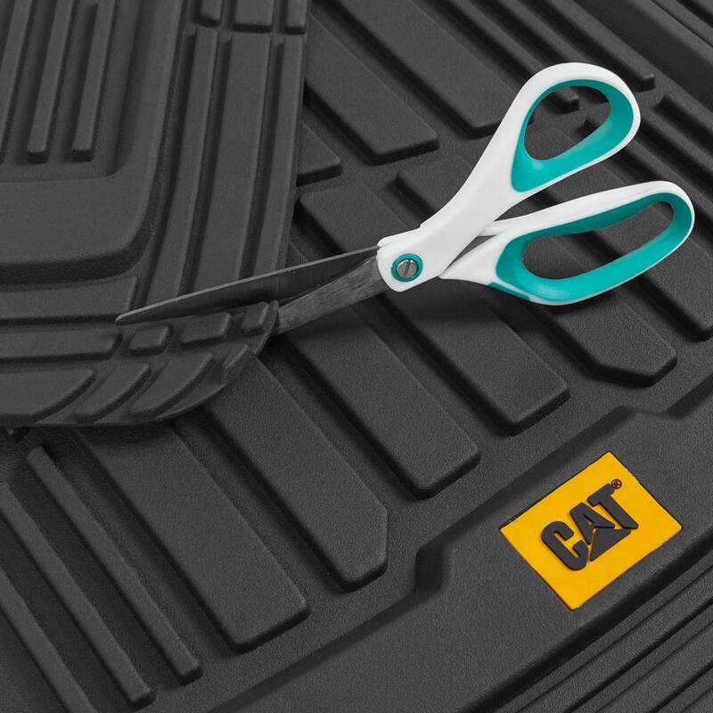 Caterpillar FlexTough 3-Pieces 26 in. x 20 in. Black Deep Dish Trimmable Car Floor Mats - CAMT-1003-BK
