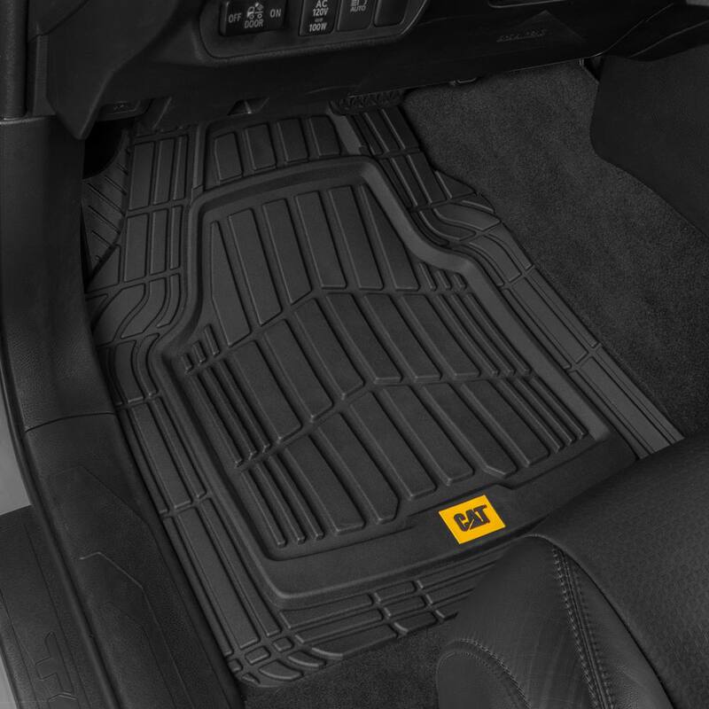 Caterpillar FlexTough 3-Pieces 26 in. x 20 in. Black Deep Dish Trimmable Car Floor Mats - CAMT-1003-BK