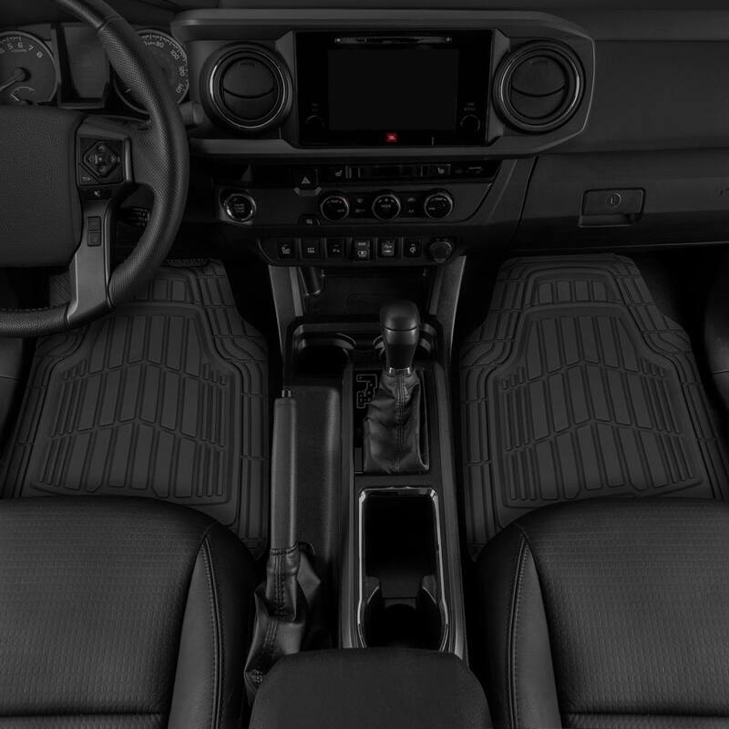 Caterpillar FlexTough 3-Pieces 26 in. x 20 in. Black Deep Dish Trimmable Car Floor Mats - CAMT-1003-BK