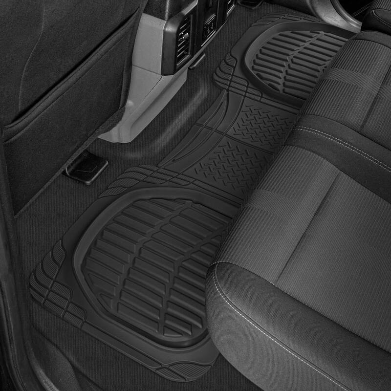 Caterpillar FlexTough 3-Pieces 26 in. x 20 in. Black Deep Dish Trimmable Car Floor Mats - CAMT-1003-BK