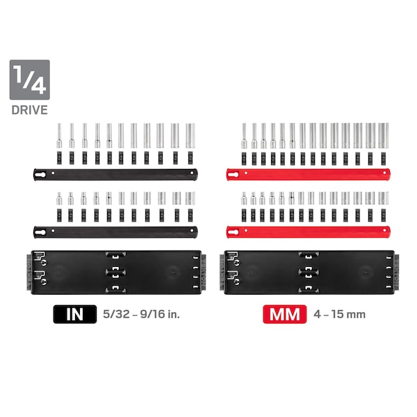 Tekton 1/4, 3/8, 1/2 Inch Drive 6-Point Socket Set with Rails 214-Piece - SHD99202
