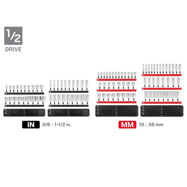 Tekton 1/4, 3/8, 1/2 Inch Drive 6-Point Socket Set with Rails 214-Piece - SHD99202