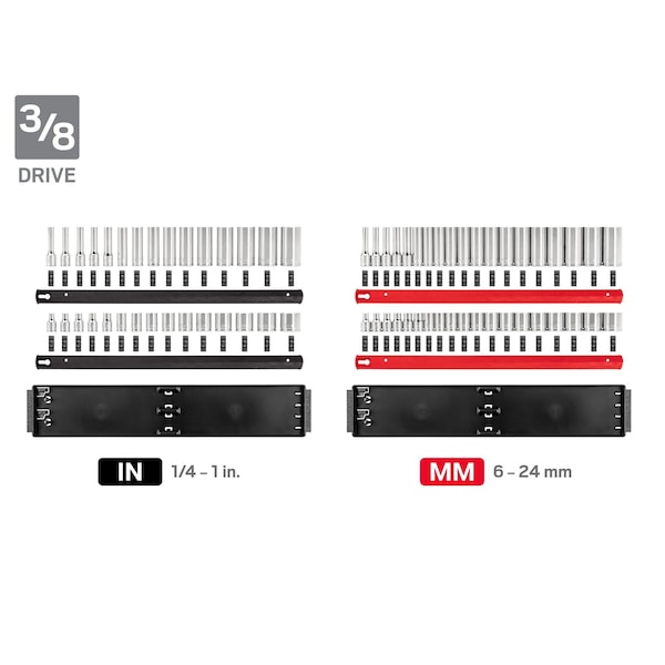 Tekton 1/4, 3/8, 1/2 Inch Drive 6-Point Socket Set with Rails 214-Piece - SHD99202