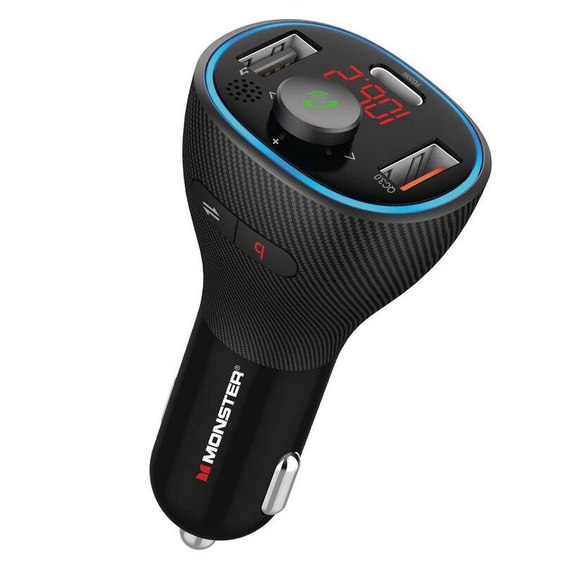 Monster Bluetooth FM Transmitter with Dual Charging Type-C PD QC3.0 - MCC9-1035-BLK