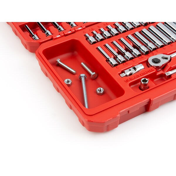 Tekton 1/4 Inch Drive 12-Point Socket and Ratchet Set, 55-Piece (5/32-9/16 in., 4-14 mm) - SKT05302