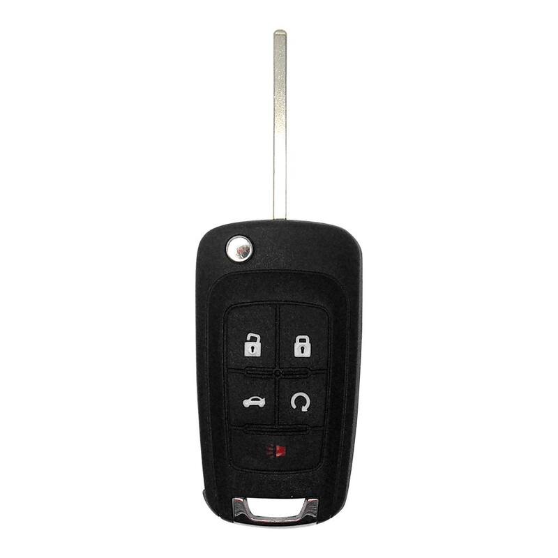 Car Keys Express Simple Key Programmer w/ 5-Button Flip Key for Buick, Chevrolet and GMC - Remote Start, Lock,Unlock,Panic,Trunk Release - GMFK5TRSSK-PK