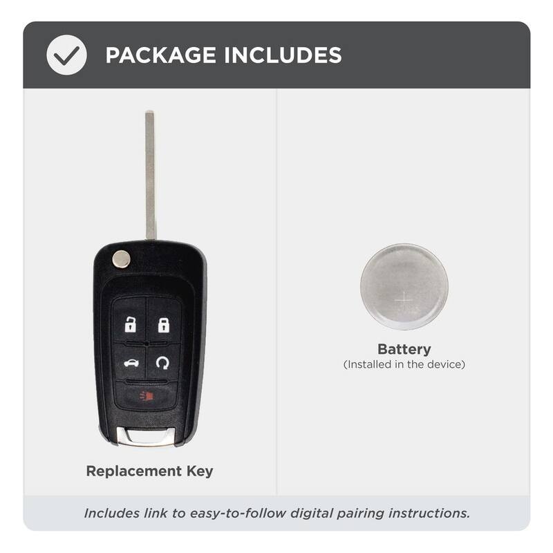 Car Keys Express Simple Key Programmer w/ 5-Button Flip Key for Buick, Chevrolet and GMC - Remote Start, Lock,Unlock,Panic,Trunk Release - GMFK5TRSSK-PK