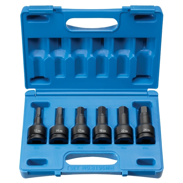 Grey Pneumatic SKT SET 3/4" DRIVE 6 PIECE HEX DRVR MET - GP8196MH