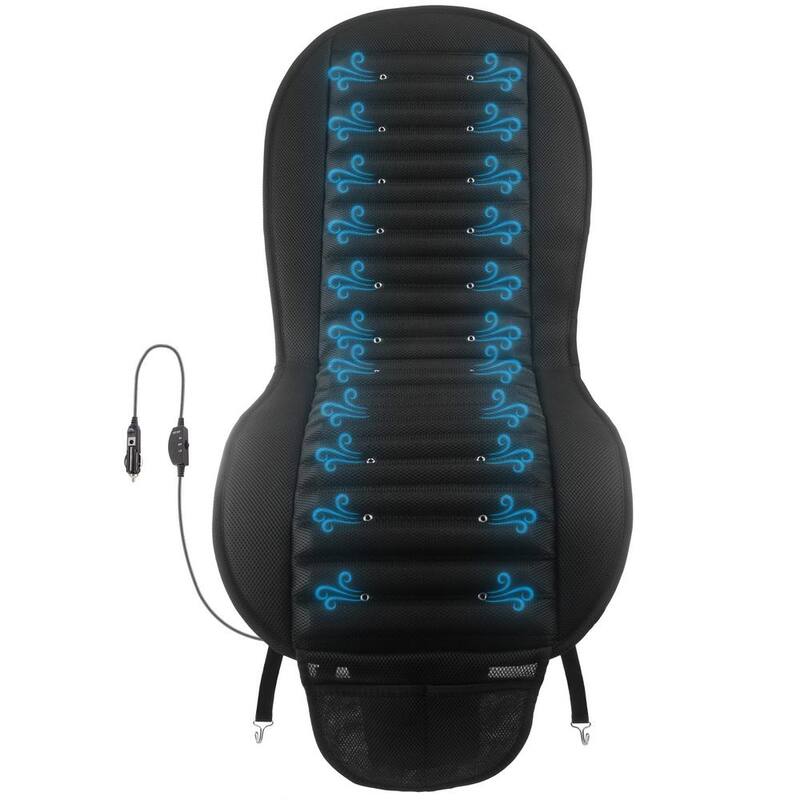 Stalwart Cooling 18.5 in. L x 44.5 in. W 12-Volt Universal Electric Mesh Seat Cushion with 6 Adjustable-Speed Fans Black - 75-CAR2008