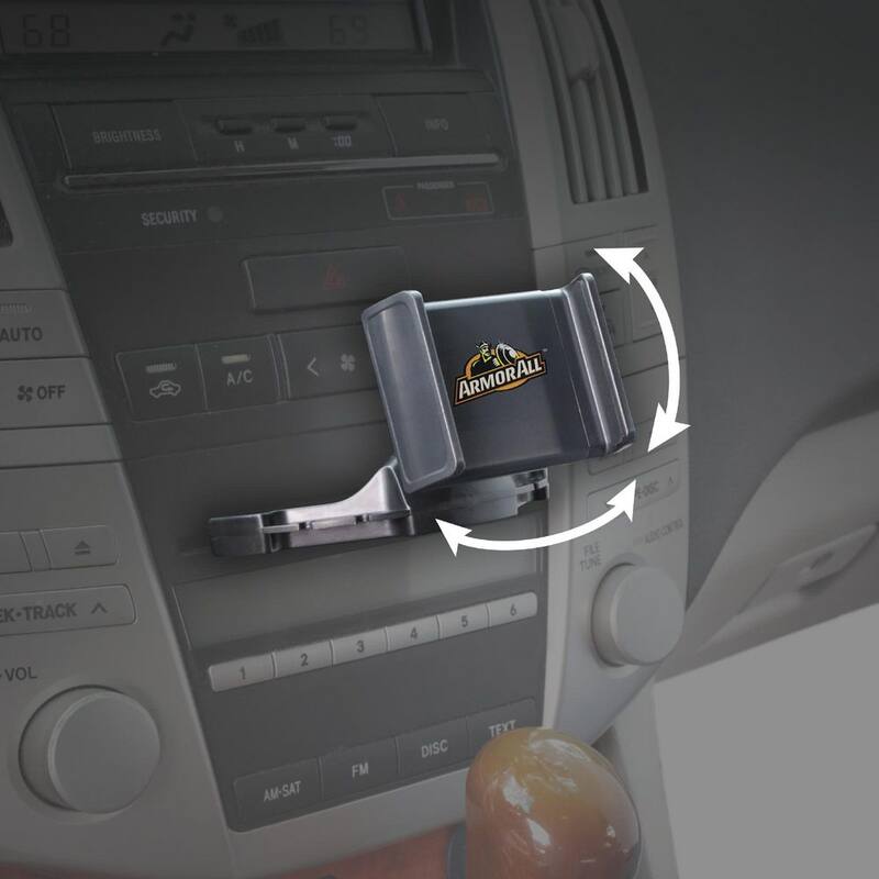 Armor All Universal CD Slot Phone Mount, Adjusts 360-Degrees - AMH3-1016-BLK