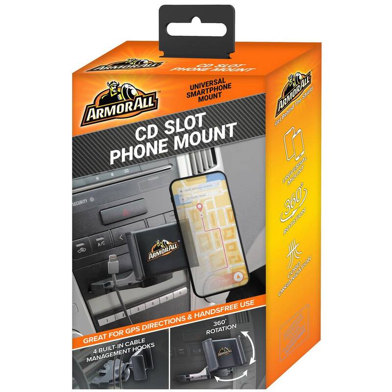 Armor All Universal CD Slot Phone Mount, Adjusts 360-Degrees - AMH3-1016-BLK