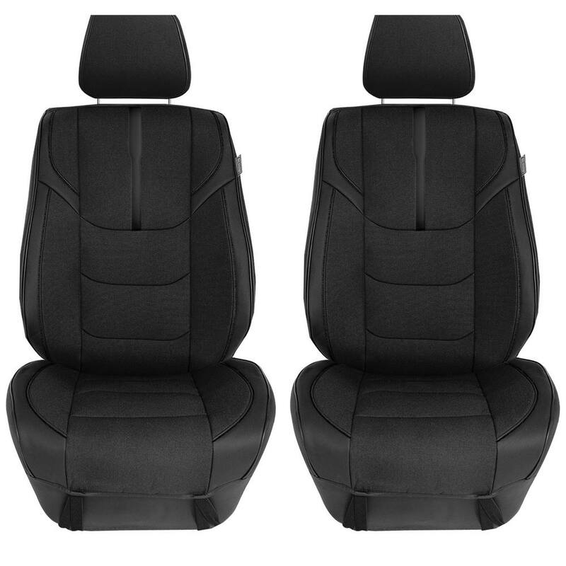 FH Group Universal 47 in. x 23 in. x 1 in. Fit Luxury Front Seat Cushions with Leatherette Trim for Cars, Trucks, SUVs or Vans - DMFB215102BLACK