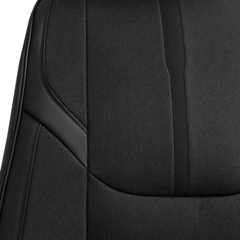 FH Group Universal 47 in. x 23 in. x 1 in. Fit Luxury Front Seat Cushions with Leatherette Trim for Cars, Trucks, SUVs or Vans - DMFB215102BLACK