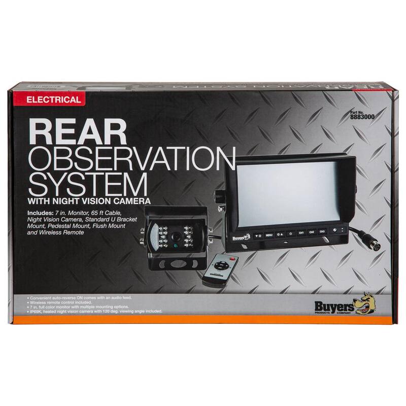 Buyers Products Company Vehicle Back-Up Monitor Rear View Observation System Kit with Night Vision Camera - 8883000