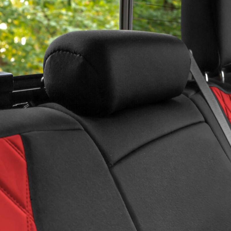 FH Group Neoprene Custom Fit Seat Covers for 2019-2023 GMC Sierra 1500 2500HD 3500HD Base to SLE - DMCM5009RED-REAR