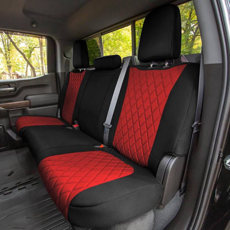 FH Group Neoprene Custom Fit Seat Covers for 2019-2023 GMC Sierra 1500 2500HD 3500HD Base to SLE - DMCM5009RED-REAR