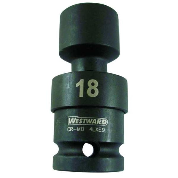 Westward 1/2 in Drive Impact Socket 1 1/8 in Size 6 pt Standard Depth, Black Oxide - 4LXD8