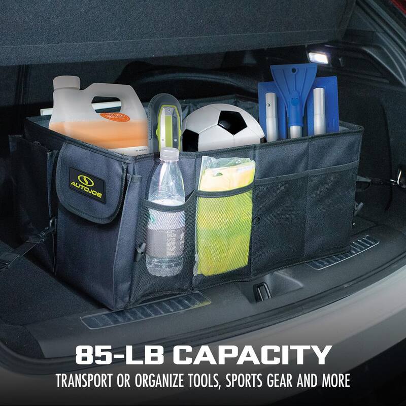 AUTO JOE Collapsible Auto Storage Organizer with Anchor Straps and Toggle Fasteners for Hold Security - ATJ-CTSO-BLK
