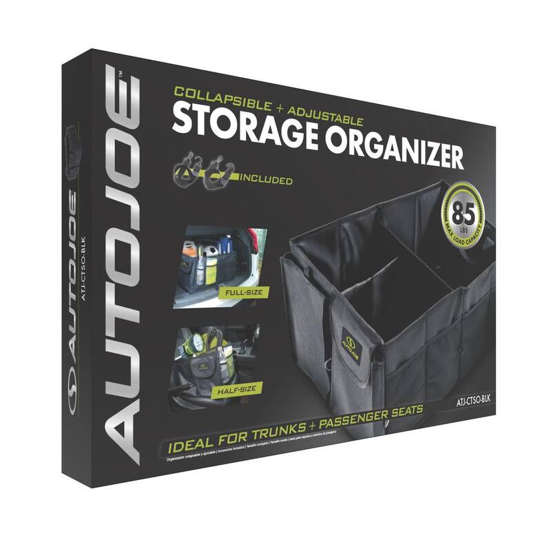 AUTO JOE Collapsible Auto Storage Organizer with Anchor Straps and Toggle Fasteners for Hold Security - ATJ-CTSO-BLK