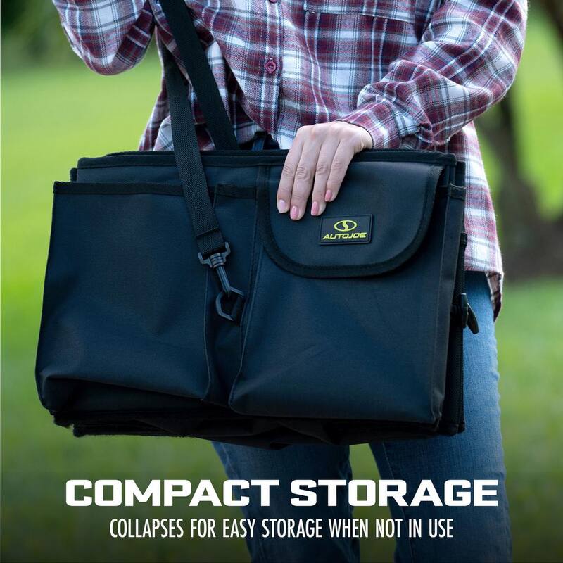 AUTO JOE Collapsible Auto Storage Organizer with Anchor Straps and Toggle Fasteners for Hold Security - ATJ-CTSO-BLK