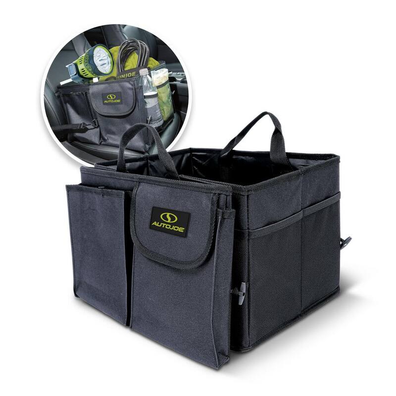 AUTO JOE Collapsible Auto Storage Organizer with Anchor Straps and Toggle Fasteners for Hold Security - ATJ-CTSO-BLK