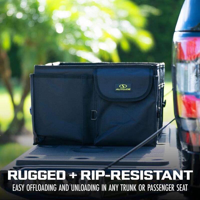 AUTO JOE Collapsible Auto Storage Organizer with Anchor Straps and Toggle Fasteners for Hold Security - ATJ-CTSO-BLK