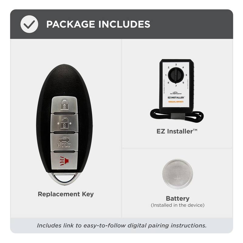 Car Keys Express Simple Key, Key Fob and Key Fob Programmer for Select Nissan and Infiniti (Vehicle List B, 4 Button) - NISK-E4TZ0SK