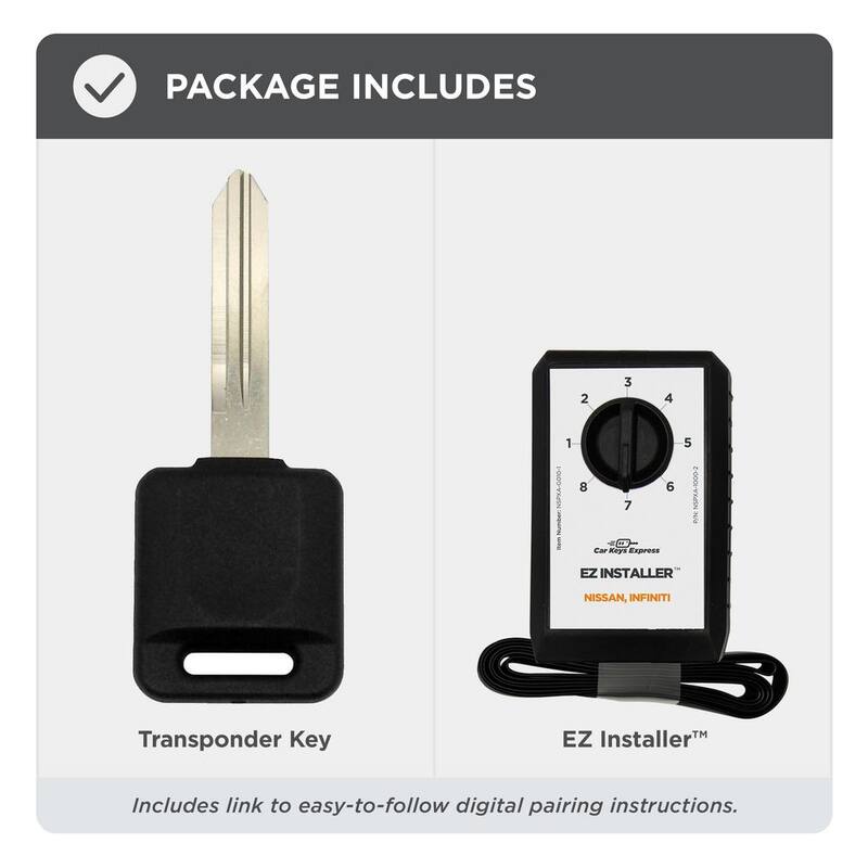 Car Keys Express Nissan Transponder Key Replacement Kit with Custom Cutting and Pairing Tool - Save Time and Money with Easy DIY Pairing - NISTKSK