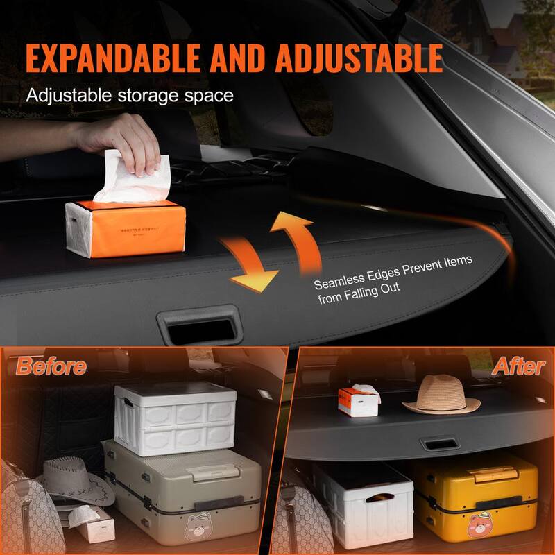 VEVOR Retractable Cargo Cover for Chevrolet, Waterproof Trunk Cover Security Shield Shade for GMC Terrain + Chevrolet Equinox - YCKSSSHCGYCKRKCRGV0