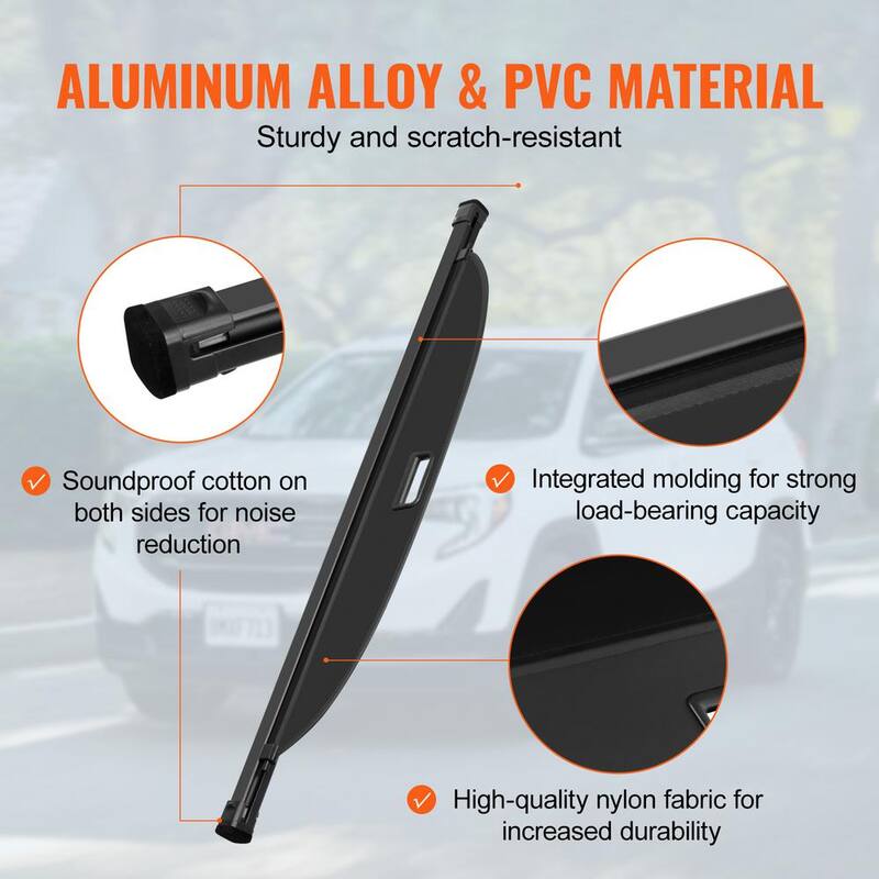 VEVOR Retractable Cargo Cover for Chevrolet, Waterproof Trunk Cover Security Shield Shade for GMC Terrain + Chevrolet Equinox - YCKSSSHCGYCKRKCRGV0