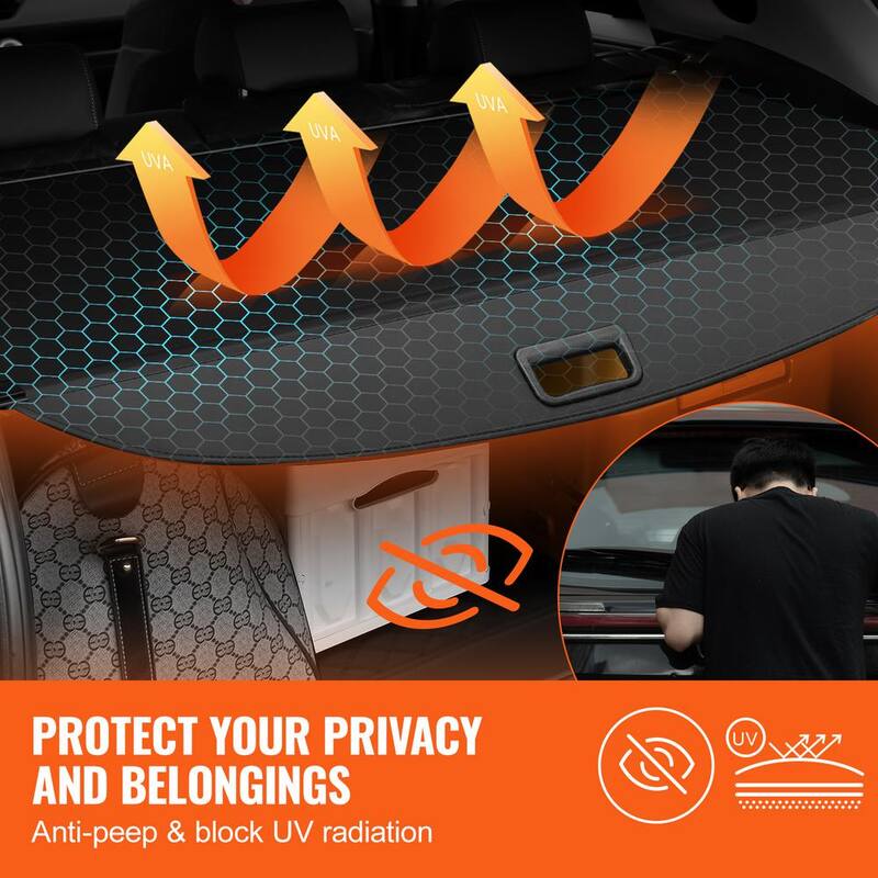 VEVOR Retractable Cargo Cover for Chevrolet, Waterproof Trunk Cover Security Shield Shade for GMC Terrain + Chevrolet Equinox - YCKSSSHCGYCKRKCRGV0