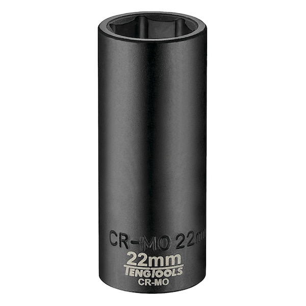 Teng Tools 22MM 1/2 Inch Drive ANSI 6 Point Metric Deep Chrome Molybdenum Impact Socket - 920622AN