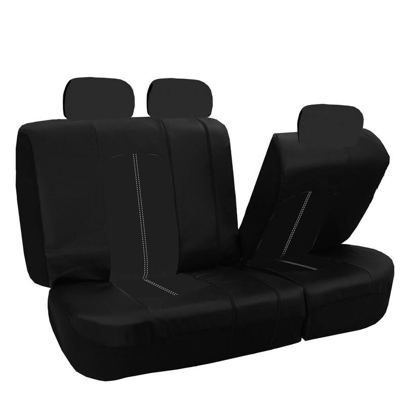 FH Group Highest Grade Faux Leather 47 in. x 23 in. x 1 in. Seat Covers - Full Set - DMPU008115BLACK