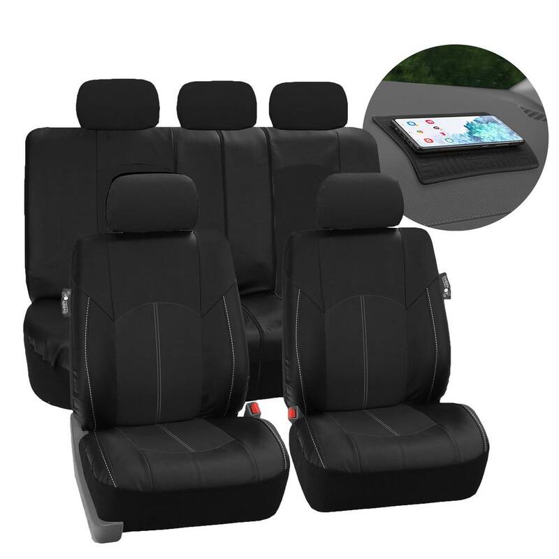 FH Group Highest Grade Faux Leather 47 in. x 23 in. x 1 in. Seat Covers - Full Set - DMPU008115BLACK