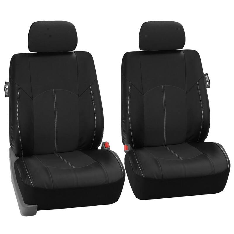 FH Group Highest Grade Faux Leather 47 in. x 23 in. x 1 in. Seat Covers - Full Set - DMPU008115BLACK