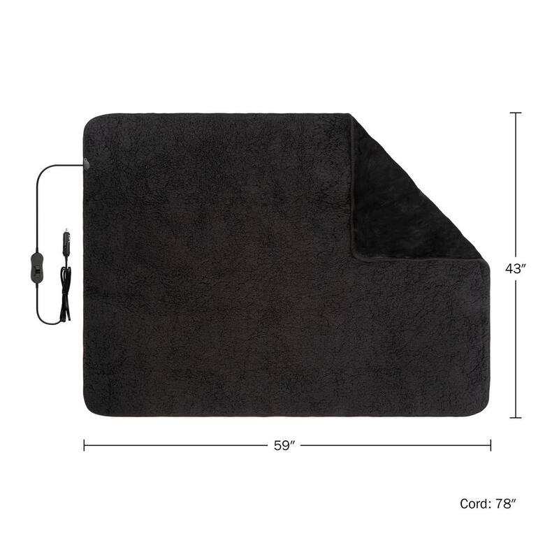 Stalwart Heated Blanket - Portable 12-Volt Electric Travel Blanket for Car, Truck, or RV (Black) - 75-CAR2013