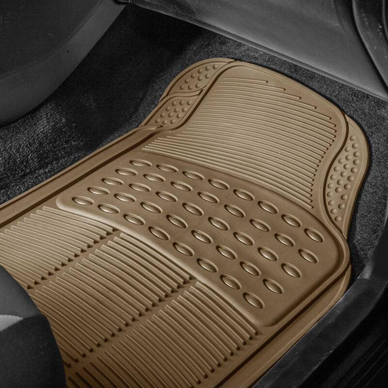 FH Group Beige 3-Piece Heavy-Duty High Quality Vinyl Car Floor Mats - Universal Fit for Cars, SUVs, Vans and Trucks - Full Set - DMF11306BEIGE