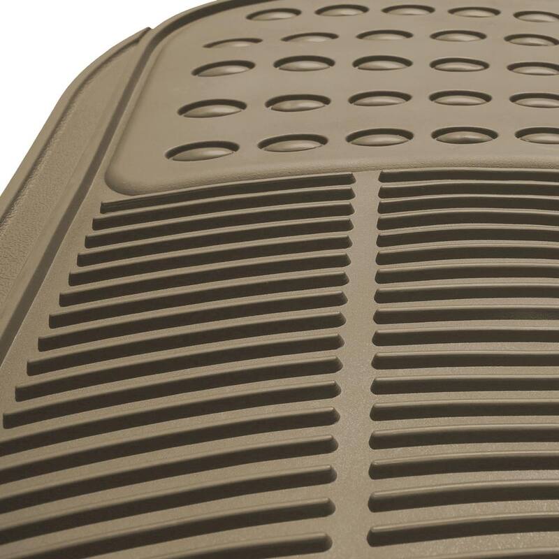 FH Group Beige 3-Piece Heavy-Duty High Quality Vinyl Car Floor Mats - Universal Fit for Cars, SUVs, Vans and Trucks - Full Set - DMF11306BEIGE