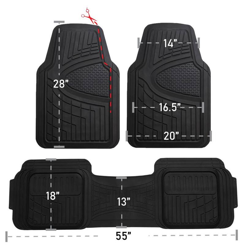 FH Group Black Heavy Duty Liners Trimmable Touchdown Floor Mats - Universal Fit for Cars, SUVs, Vans and Trucks - Full Set - DMF11511BLACK