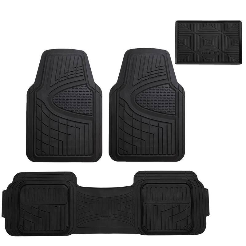 FH Group Black Heavy Duty Liners Trimmable Touchdown Floor Mats - Universal Fit for Cars, SUVs, Vans and Trucks - Full Set - DMF11511BLACK