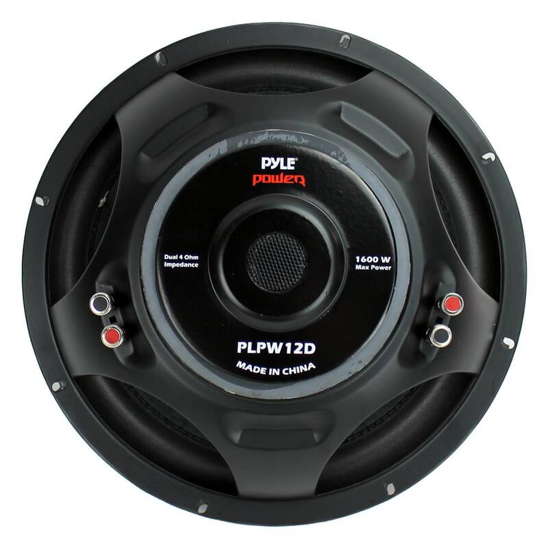 PYLE PLPW12D 12 in. 1600-Watt 4 Ohm DVC Black Car Stereo Audio Power Subwoofer Dual Coil - PLPW12D