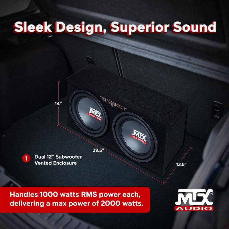 MTX 12 in. 2000-Watt Max Car Audio Dual Loaded Subwoofer Box Enclosure - TNE212DV