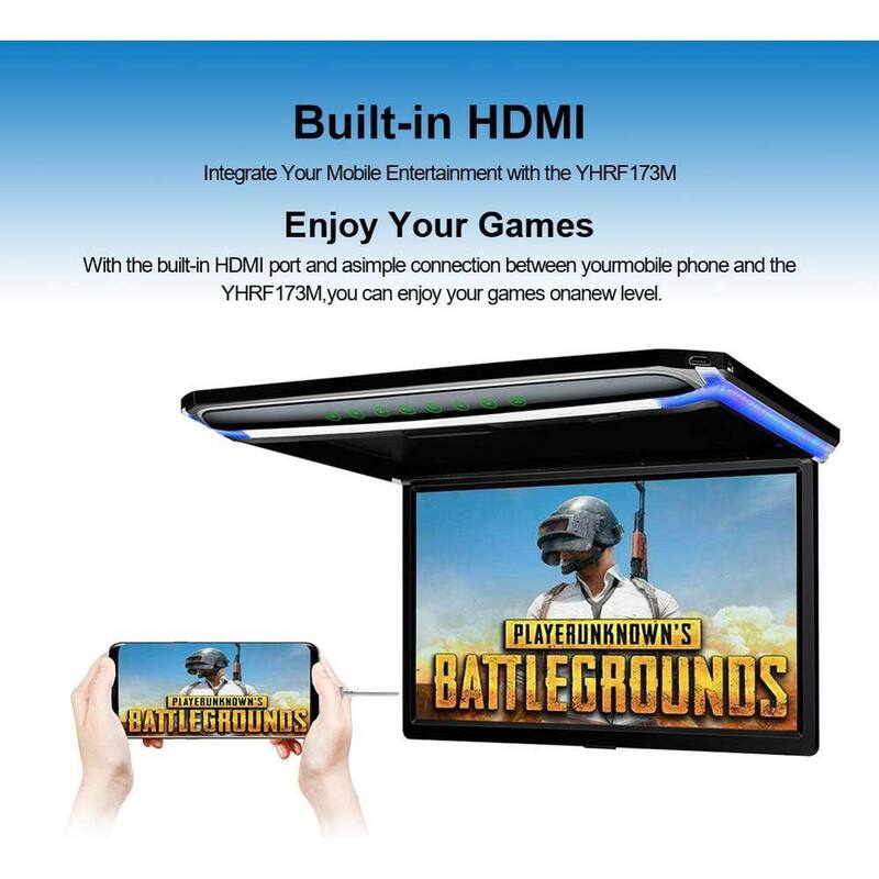 Etokfoks 17.3 in. Car Overhead Flip Down Monitor Screen Dispaly 1080P Video HD Digital TFT Wide Screen Ultra-Thin Roof Mounted - MLSA04-3LT211