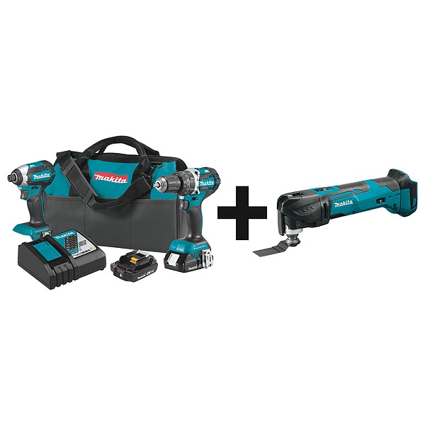 Makita Cordless Combination Kit, 3 Tools, 18V DC - XT269R + XMT03Z