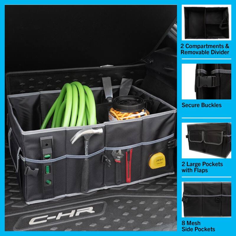 Stalwart Car Organizer - Collapsible Car Storage Box - Trunk Organizer for SUV, Truck, or Sedan with Waterproof Bottom Liner - 75-CAR2001