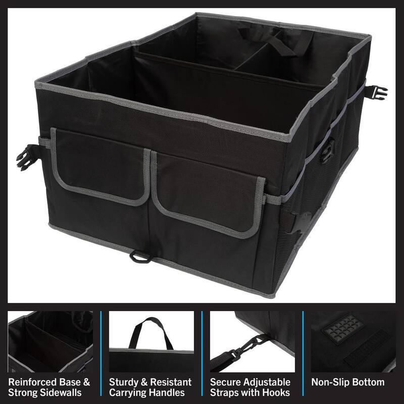 Stalwart Car Organizer - Collapsible Car Storage Box - Trunk Organizer for SUV, Truck, or Sedan with Waterproof Bottom Liner - 75-CAR2001