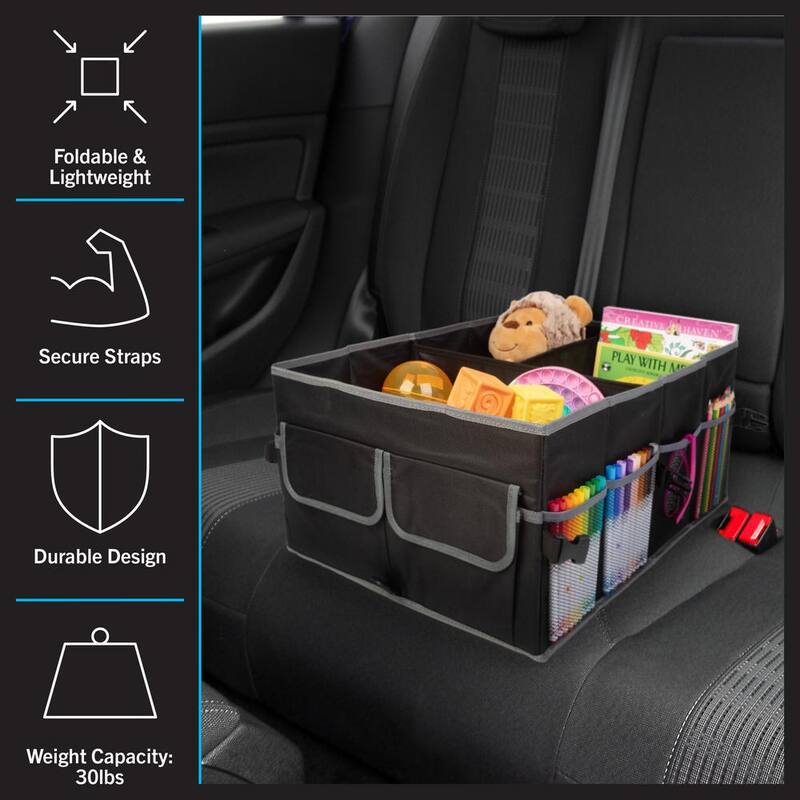 Stalwart Car Organizer - Collapsible Car Storage Box - Trunk Organizer for SUV, Truck, or Sedan with Waterproof Bottom Liner - 75-CAR2001
