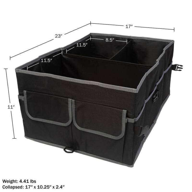 Stalwart Car Organizer - Collapsible Car Storage Box - Trunk Organizer for SUV, Truck, or Sedan with Waterproof Bottom Liner - 75-CAR2001
